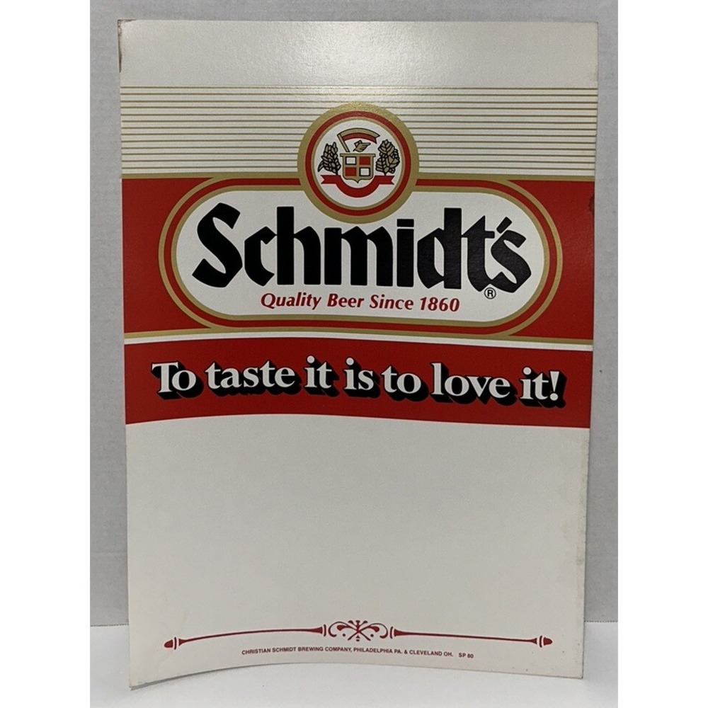 Schmidt Beer‎ Sign Cardboard Store Advertising 20" X 16" Man Cave Bar Vtg Rare